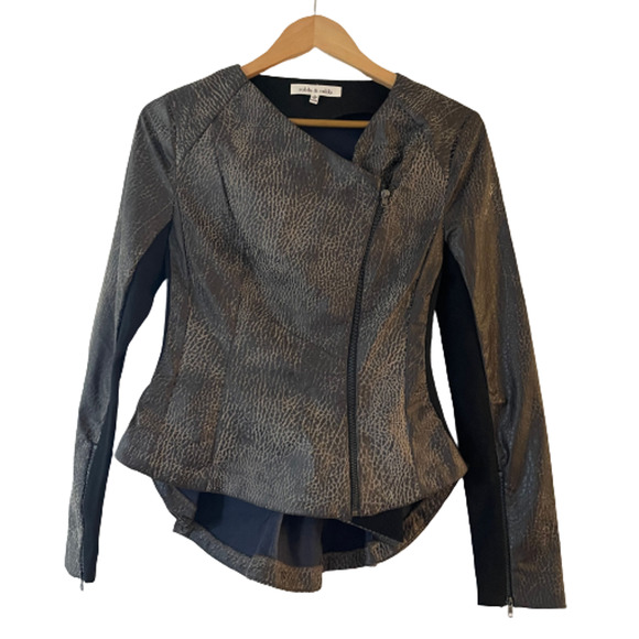 Robbi & Nikki Size S Women's Asymmetrical Zip Jacket Distressed Faux Leather - Picture 1 of 8